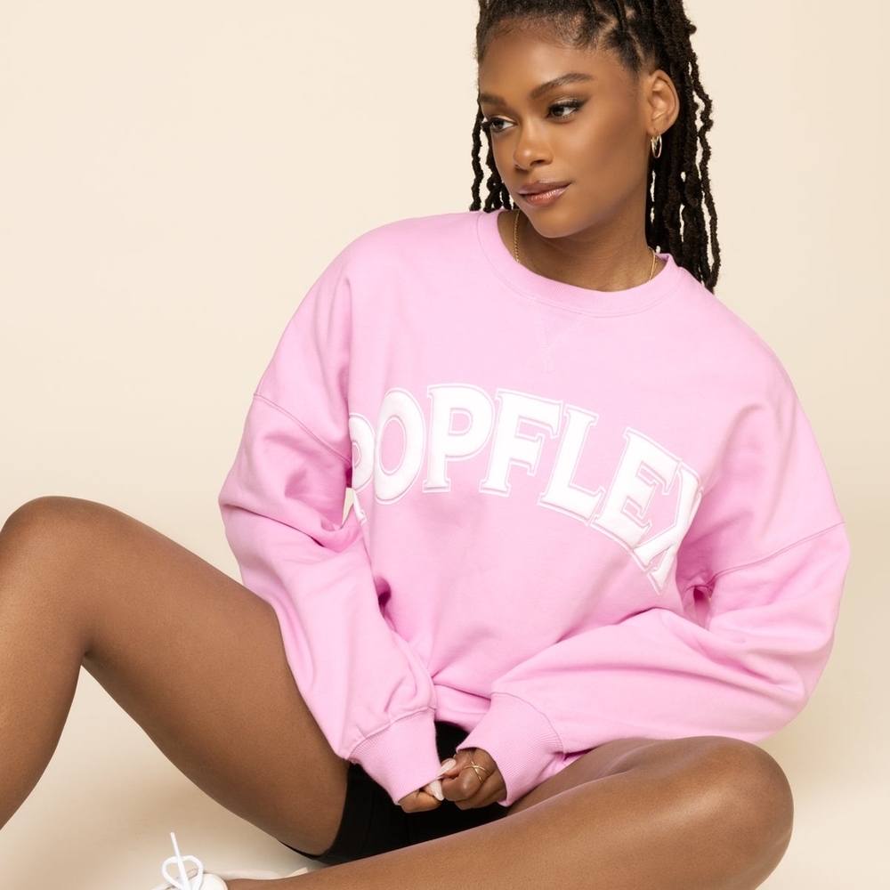 POPFLEX Women's Light Pink Crew Neck Sweater - Picture 6 of 8